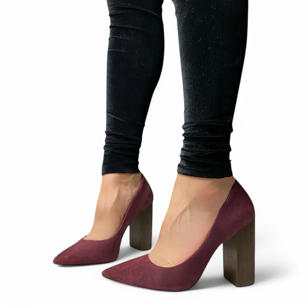 1. State Burgundy Suede Block Heel Pumps – Size 8.5 - Picture 3 of 5